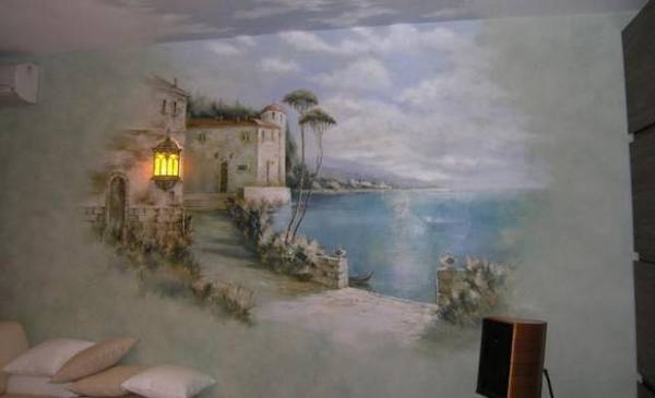 Как выполняется художественная роспись стен и потолка? с фото