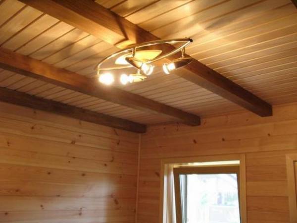 Требования и различные материалы для оформления потолочного покрытия в деревянном доме с фото