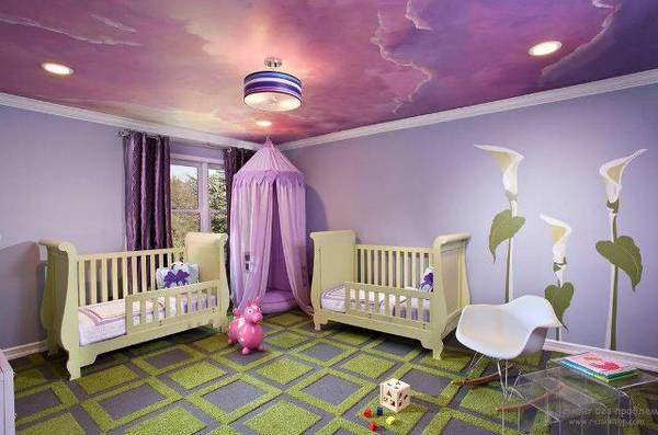 Какой лучше сделать потолок в детской комнате? с фото
