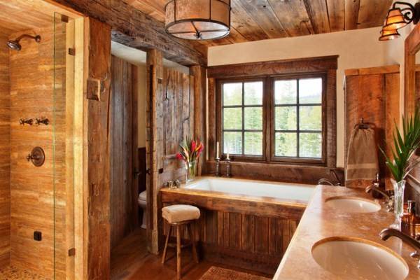 Ванная комната из дерева - фото